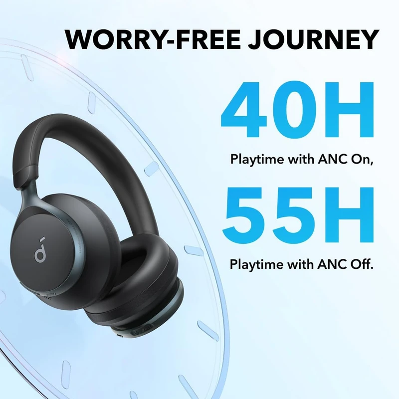 هدفون بیسیم انکر مدل Space One با نویز کنسلینگ فعال (ANC)، درگاه شارژ USB Type-C، مقاوم در برابر رطوبت و عرق