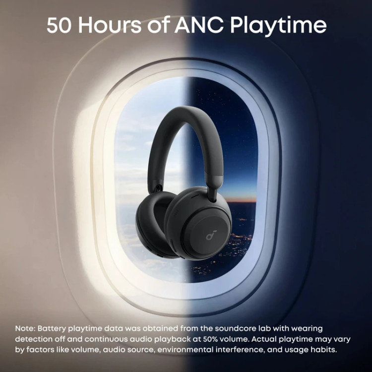 هدفون بلوتوثی انکر مدل Soundcore Space 2 با نویز کنسلینگ فعال ANC، صدای Hi-Res و شارژدهی تا 70 ساعت