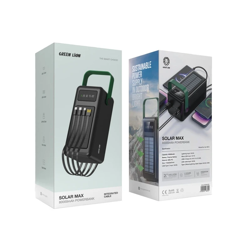 پاوربانک گرین لاین مدل SOLAR MAX ظرفیت 80000میلی آمپر ساعت
